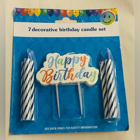 New 7 "Happy Birthday" Candles Blue Large Happy Birthday Candle made Vietnam - Picture 3 of 10